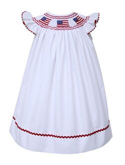 Carouselwear Girls US Flag Dress White Independence Day Embroidered Bishop
