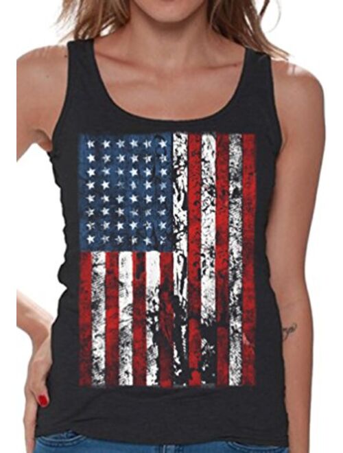Awkward Styles Awkwardstyles Women's American Flag Distressed Tank Top 4th July Tank + Bookmark