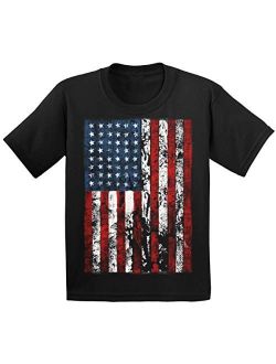 Youth American Flag Distressed T-Shirt Kids 4th July Shirt