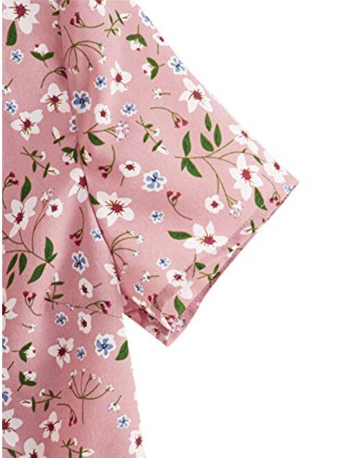 SweatyRocks Women's Short Sleeve Deep V Neck Self Tie Front Crop Top Blouse