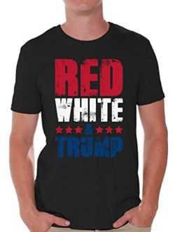 Red White & Trump Shirt for Men 4th of July Tshirt Trump Shirt