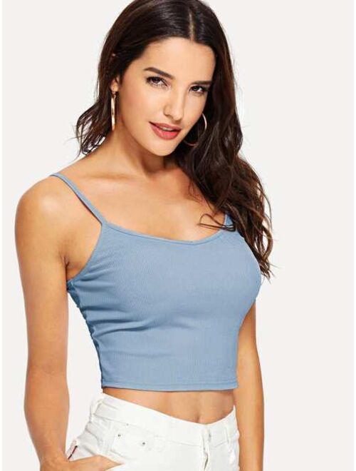 Shein Ribbed Cropped Cami Top