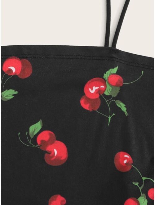 Shein Cherry Print Crop Cami Top