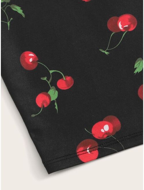 Shein Cherry Print Crop Cami Top