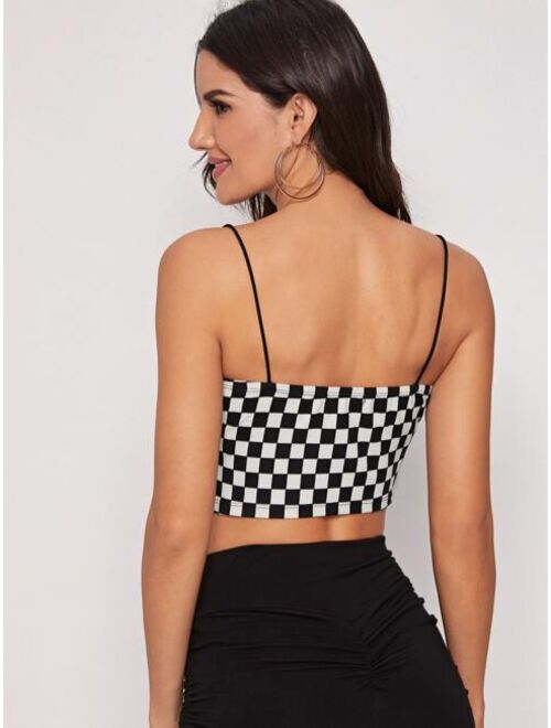 Shein Checked Fitted Cami Crop Top