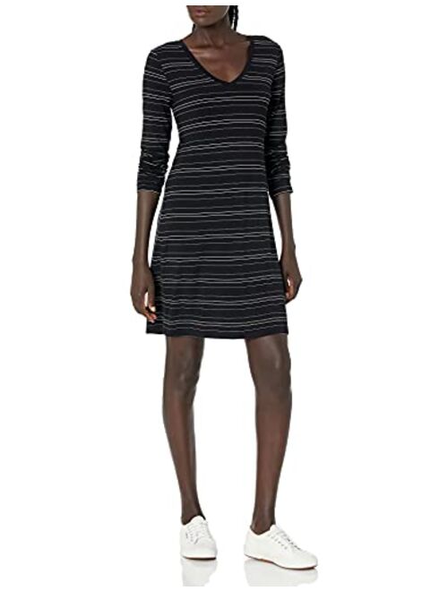 Amazon Brand - Daily Ritual Women's Jersey Long-Sleeve V-Neck T-Shirt Dress
