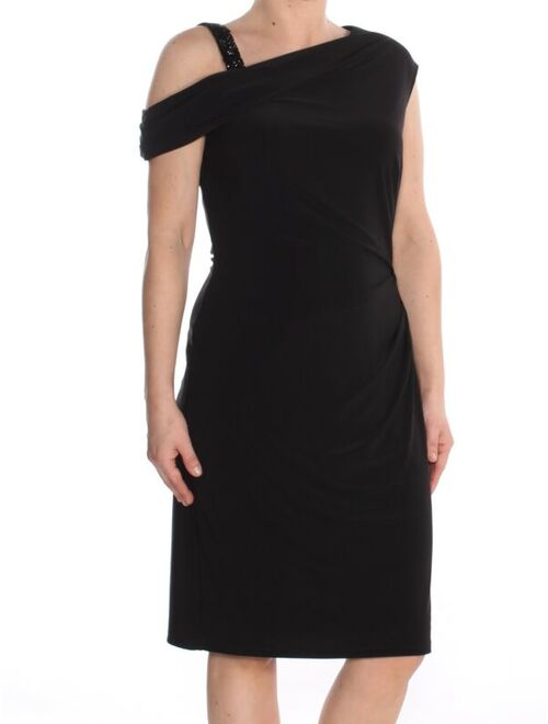 Polo Ralph Lauren RALPH LAUREN $175 Womens New 1353 Black Embellished Asymmetrical Dress 6 B+B