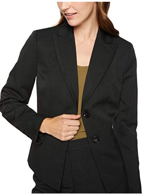 Le Suit Women's 2 Button Peak Lapel Pinstripe Pant Suit