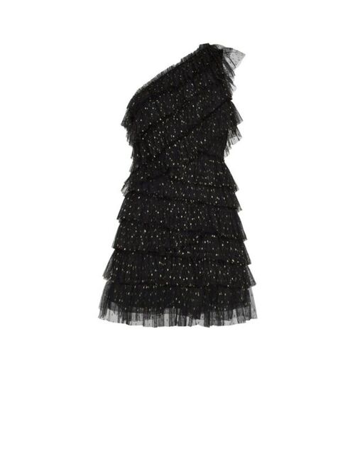 BCBG MAXAZRIA One Shoulder Metallic Lace Party Dress Black Golden Size 6 $368