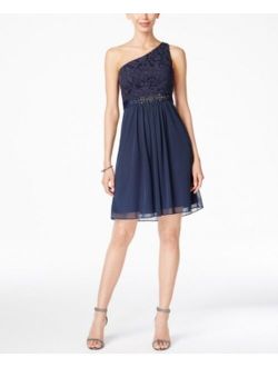 NEW Blue Womens Size 12 Lace One-Shoulder Sheath Dress