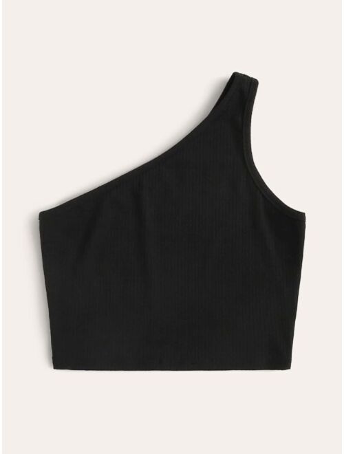 Shein Ribbed One-Shoulder Top