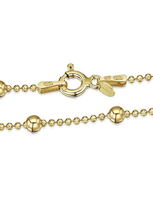 18K Gold Plated on 925 Sterling Silver Adjustable Anklet - Classic Chain Ankle Bracelets - 9