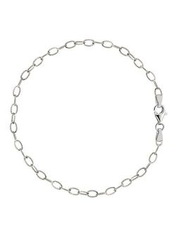Oval Shaped Twisted Cable Link Anklet In Sterling Silver