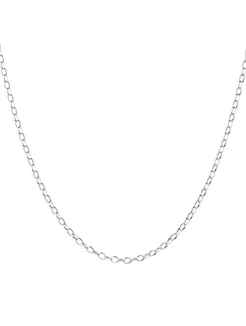 1mm thick solid sterling silver 925 Italian TRACE chain necklace chocker bracelet anklet with spring ring clasp jewelry - 15, 20, 25, 30, 35, 40, 45, 50, 55, 60, 65, 70, 
