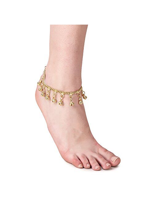 Belly Dance Anklet Silver/Gold Adjustable with Jingle Bells Foot Jewelry Fashion