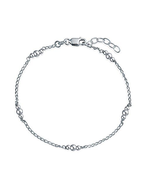 Round Ball Bead Chain Anklet Hot Wife Ankle Bracelet For Women 925 Sterling Silver 9-10 Inch Extender