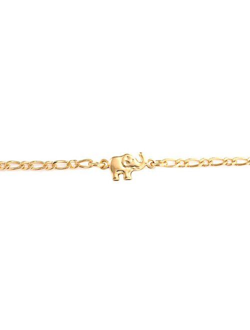 Bling Jewelry Three Multi Lucky Elephant Charm Anklet Ankle Bracelet for Women 18K Gold Plated Brass 9.5Inch