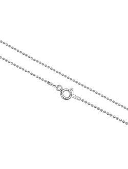 KEZEF Sterling Silver Italian Ball Bead Chain 1mm Dog Tag Necklace