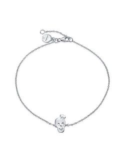 Crown Skull Smiling Charms Anklet Hotwire Ankle Bracelet For Women 925 Sterling Silver Adjustable 9 To 10 Inch