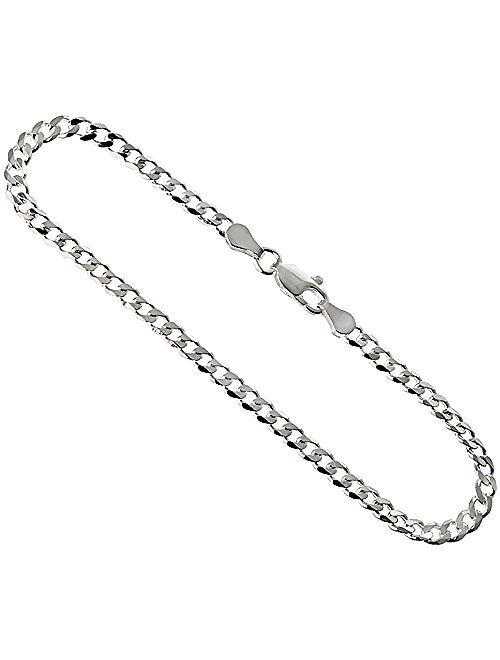 Sterling Silver 4-8mm Curb Cuban Link Chain Necklaces Nickel Free Italy 16-30 inches