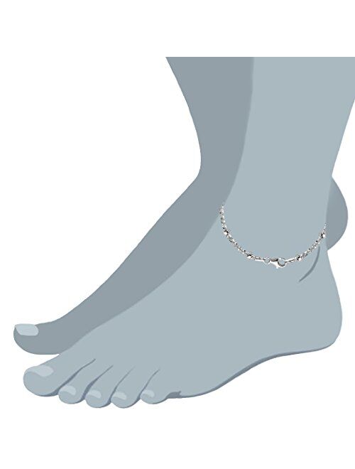 Sparkle Saturn Style Chain Anklet In Sterling Silver