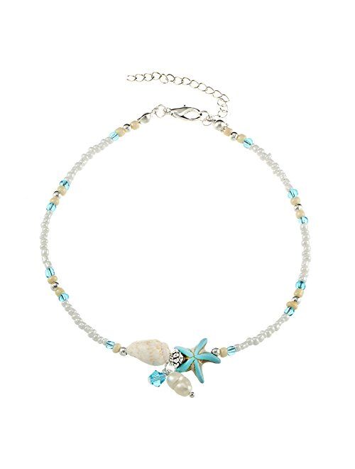 Luxsea Shell Anklet Beads Starfish Anklets Vintage Handmade Sandal Statement Bracelet Foot Boho Jewelry