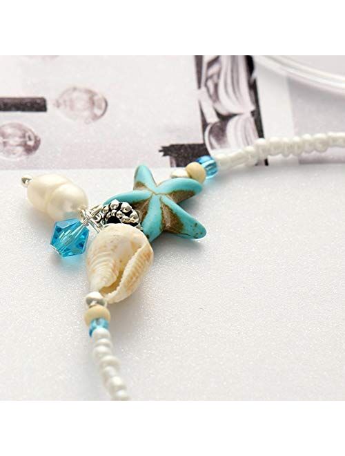 Luxsea Shell Anklet Beads Starfish Anklets Vintage Handmade Sandal Statement Bracelet Foot Boho Jewelry
