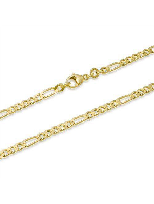 1mm thick 18K gold plated on solid sterling silver 925 Italian diamond cut FIGARO curb link chain necklace bracelet anklet - 15, 20, 25, 30, 35, 40, 45, 50, 55, 60, 65, 7