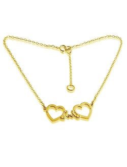 Hand Crafted Heart Shaped Love Hand Cuff Charm Pendant Anklet (gold-plated-silver) Black Friday Jewelry Gift