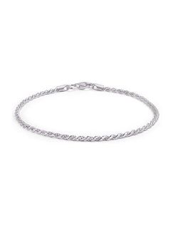 Simple Cable Rope Chain Anklet Ankle Bracelet For Women 14K Gold Plated 925 Sterling Silver 9 or 10 Inch Made In Italy