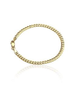 Floreo 10k Fine gold 4mm Curb Cuban Chain Bracelet and Anklet