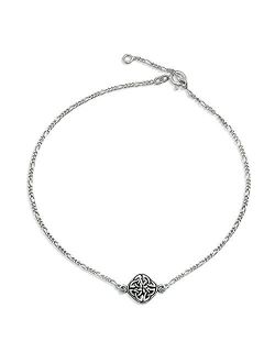 Celtic Love Knot Triquetra Round Shape Knotwork Anklet Ankle Bracelet For Women 925 Sterling Silver 9-10 Inch