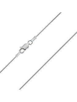 1mm thick solid sterling silver 925 Italian round SNAKE chain necklace chocker bracelet anklet with lobster claw clasp - 15, 20, 25, 30, 35, 40, 45, 50, 55, 60, 65, 70, 7