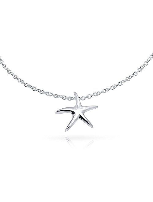 Nautical Starfish Beach Marine Life Charm Anklet For Women Link Ankle Bracelet For Women 925 Sterling Silver 9 Inch