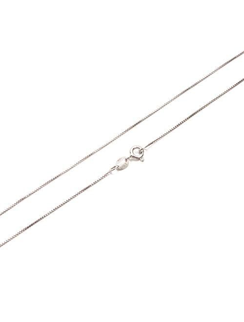 KEZEF Children's .8mm Thin Box Chain Italian 12" Necklace Available in 18K Gold Plated or Solid Sterling Silver
