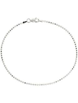Sterling Silver Faceted Pallini Bead Ball Chain Necklaces & Bracelets 1.8mm Nickel Free Italy, 7-30 inch