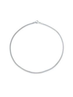 Simple Strong Cuban Curb Chain Anklet For Teen Ankle Bracelet For Women 925 Sterling Silver 9 or 10 Inch Made In Italy