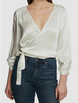 $199 1. State Women's White Cropped Wrap Deep V-Neck Blouse Shirt Top Size M