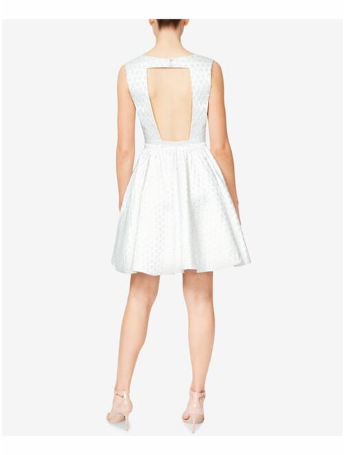 BETSEY JOHNSON Womens White Lace Boat Neck Prom Dress Regular 0