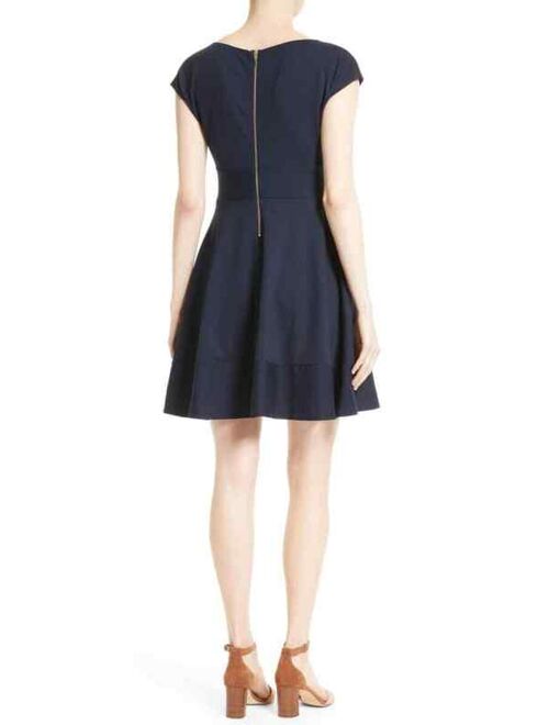 Kate Spade New York $392 Kate spade Women Blue Boat-Neck Cap-Sleeve Pocket Fit&Flare Dress Size XS