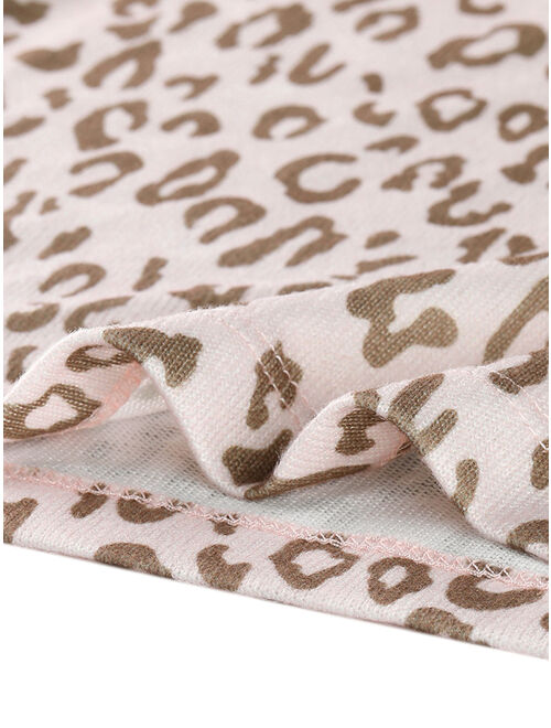 Allegra K Women's Casual Leopard Print Drop Shoulder Boat Neck Long Sleeve Knit Pullover Top Pink (Size S / 6)