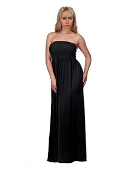 HDE Women's Strapless Maxi Dress Plus Size Tube Top Long Skirt Sundress Cover Up