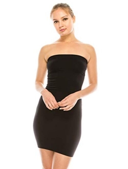 Kurve Womens Strapless Mini Dress - Sleeveless Bodycon Sexy Stretchy Tube Top Slip, UPF 50+ (Made in USA)