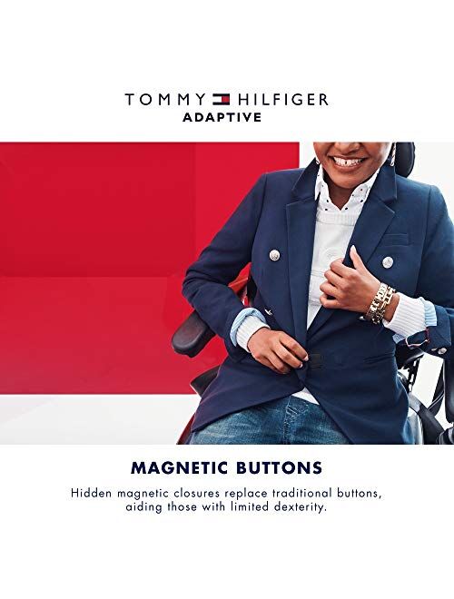Tommy Hilfiger Women's Adaptive Stripe Shirt with Magnetic Buttons