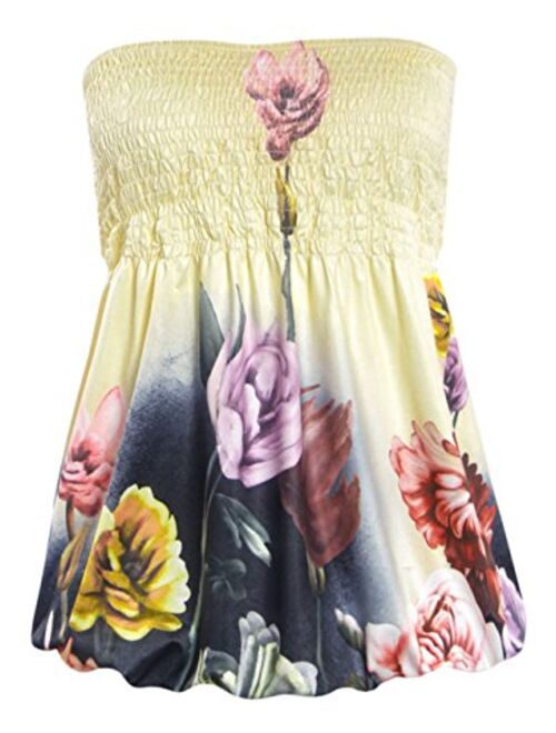 AYIYO Women Tube Tops-Sexy Floral Print Bra Style Elastic Strapless Tee Shirt Tops