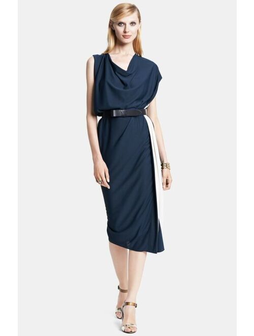 Lanvin Contrast Side Cowl Neck Jersey Dress 42 NWOT New French 8 Dresses Draped