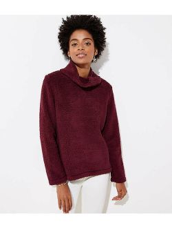 Loft Faux Sherpa Cowl Neck Women's Burgundy & Teal Top Sizes XS,S,M,L,XL $69.50