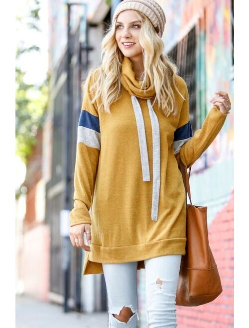 Womens Long Sleeve Cowl Neck turtleneck Tunic Sweatshirt Top Blouse