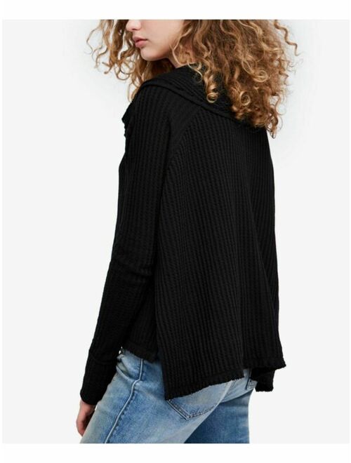 NEW!!! Free People Women's Small Cowl Neck Thermal Knit Top (Black, Sz: Small)