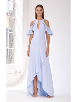 NWT Designer Blue Cold Shoulder Hi_Lo Gown